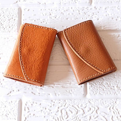 ちょいスリムなミニ財布 ✨オイルレザー　こんがりブラウン　キャメル 5枚目の画像