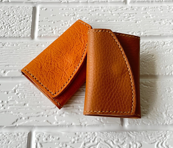 ちょいスリムなミニ財布 ✨オイルレザー　こんがりブラウン　キャメル 11枚目の画像