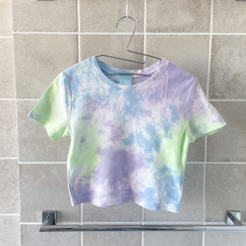 タイダイ柄クロップドTシャツ 6カラー S,Mサイズ 手染め