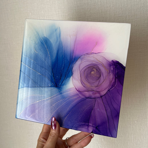 原画 パネル 3.アルコールインクアート レジン加工