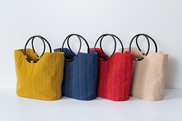 会津木綿 竹ハンドルバッグ ー円ー トートバッグ worcle わーくる 通販