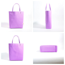 帆布のペーパーバッグトート A4（ライトパープル）《受注制作》[ 紫　サブバッグ　トートバッグ　紫陽花　ラベンダー ] 3枚目の画像