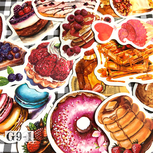 送料無料 【G9-1 コラージュ素材】海外シール ジャーナル スイーツ