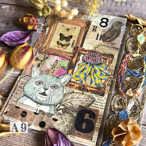 送料無料【A9 コラージュ素材】紙モノ 額 フレーム ジャーナル レトロ