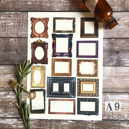 送料無料【A9 コラージュ素材】紙モノ 額 フレーム ジャーナル レトロ