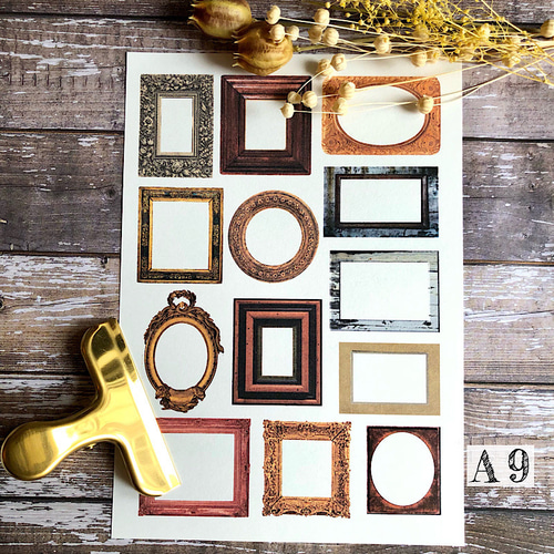 送料無料【A9 コラージュ素材】紙モノ 額 フレーム ジャーナル レトロ