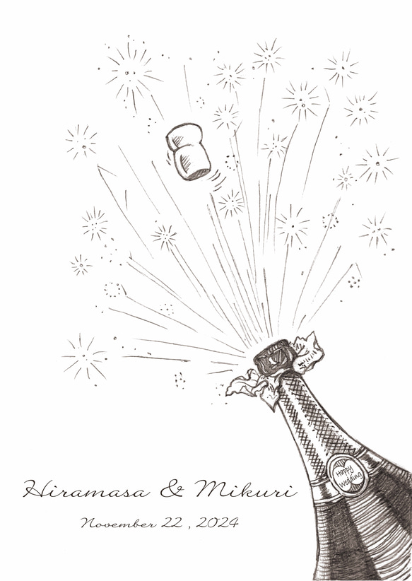 A3 「シャンパン」ウェディングツリー  結婚証明書　ウェルカムスタンプボード　説明書付き 6枚目の画像