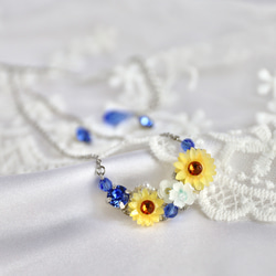 向日葵の花束ネックレス（サファイアカラークリスタルガラス） 10枚目の画像