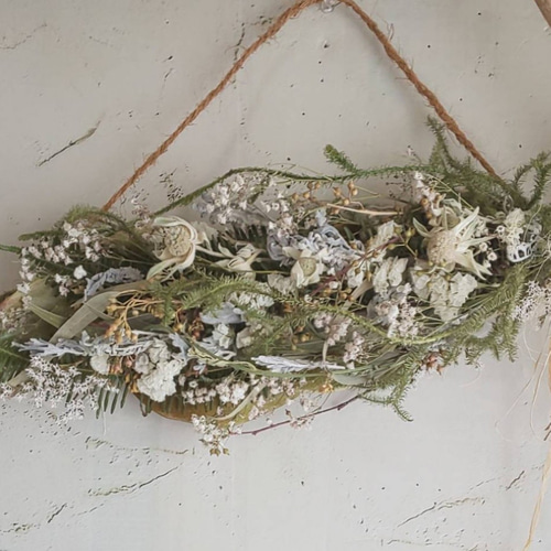 専用＊シルバーリーフ＆グリーン ドライフラワースワッグ ✨sale＊シルバーリーフ&グリーン ドライフラワースワッグ スワッグ fu