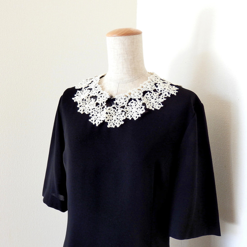 リリコラム　編み上げ巻きツノ　透け黒✖️黒リボン　ツノカチュ Lantern Knitted Volume Top
