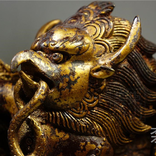 細工銅製 唐獅子造像高彫２点セット 開運置物 上質 高さ約21cm 細工銅製 唐獅子造像高彫2点セット 開運置物 上質 高さ約21cm