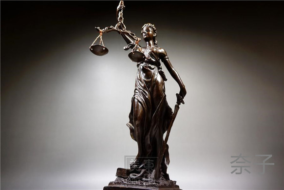 銅細工 ギリシア神話 正義の女神 テミス造像高彫 鎮宅置物 極上質 彫刻