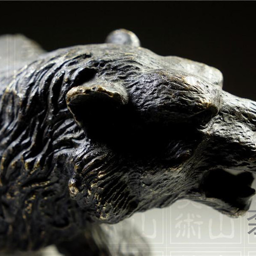 銅細工 熊造像高彫 置物 上質 美品 長さ約18cm 彫刻 sRek 通販