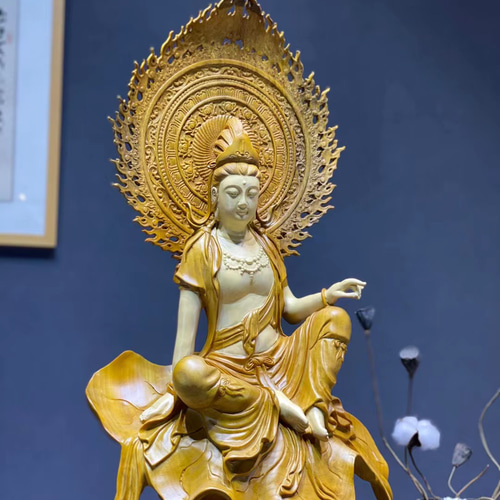 仏教美術 自在観音 観音菩薩 特大高88cm 彫刻 木彫工房 通販