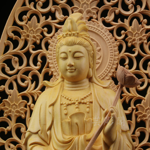 修縁堂】天然の木 西方三聖 観世音 阿弥陀如来 勢至菩薩 仏教工芸品 修