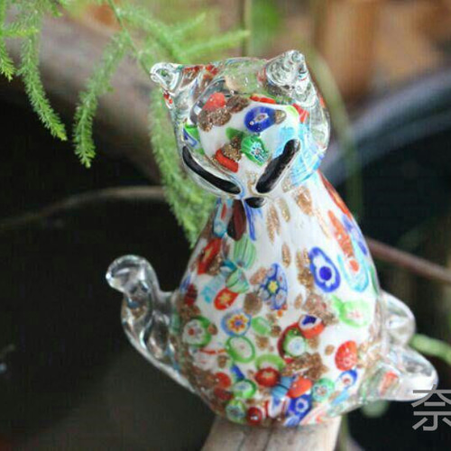 ガラス猫の造景装飾置物瑠璃手工芸品かわいいL 壁掛けラック・ウォール