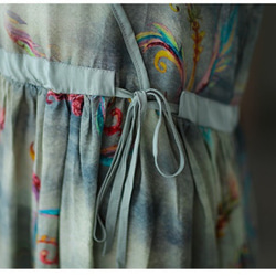 リネンのワンピース 花柄 ワンピース フォーマル ワンピース ロング ワンピース レディース 服 ファッション 紫陽花 10枚目の画像