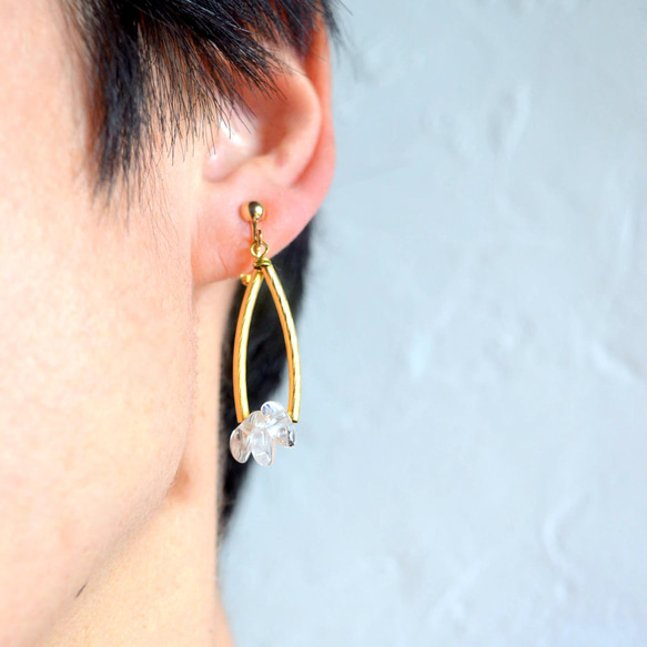 最小清潔石英耳環 水晶耳環 可替換鈦耳環 免費送貨 免費包裝 第1張的照片