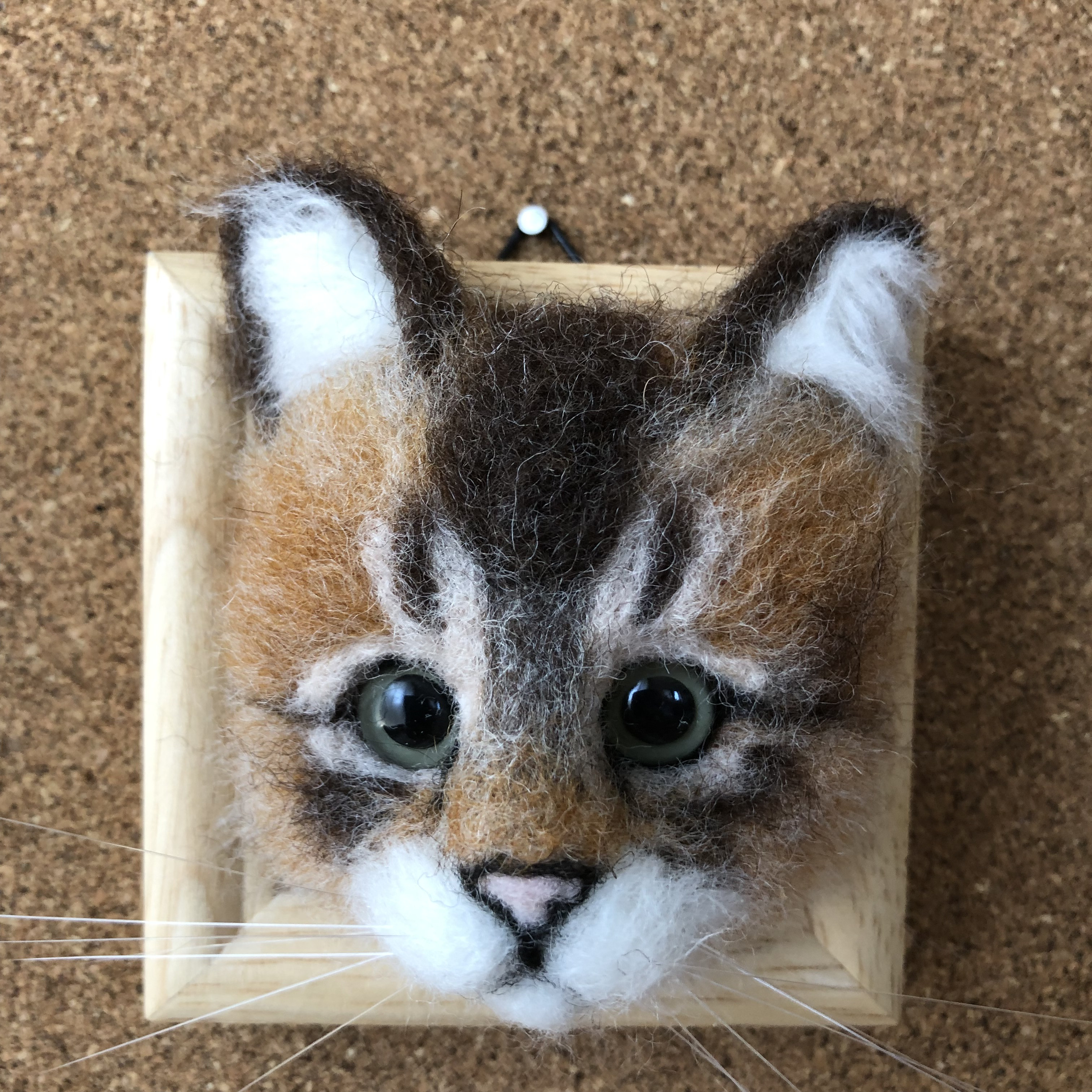羊毛フェルト 猫のアート フレーム付き 猫オーダーメイド 羊毛フェルト猫 フレーム猫 アート・写真