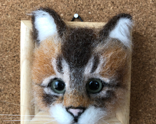 羊毛フェルト 猫 アビシニアン フレーム猫さん 羊毛フェルト に