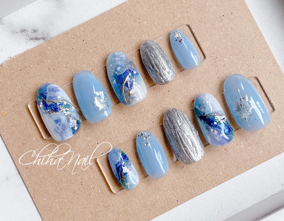 夏ネイル 海ネイル ニュアンスネイル ネイルチップ キラキラ