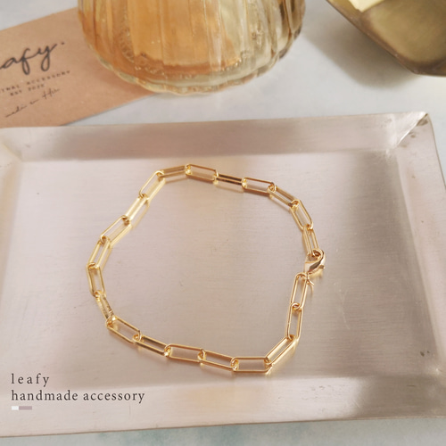 スクエアチェーンブレスレット ゴールドカラー｜ハンドメイド