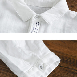 白 シャツ 白ブラウス 長袖シャツ バンドカラーシャツ スタンドカラーシャツ Tシャツレディース 開襟シャツ 白ティー 10枚目の画像