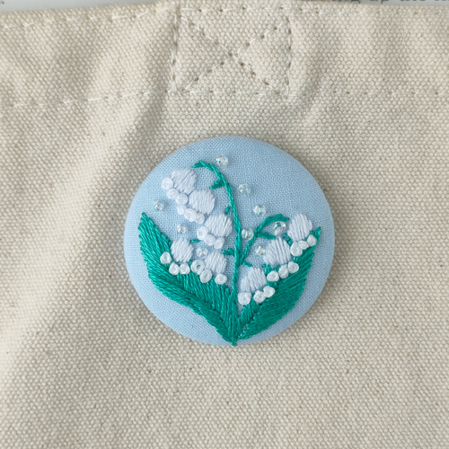すずらんの刺繍ブローチor刺繍ヘアゴム 鈴蘭 花 母の日 ブローチ