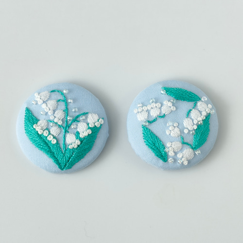 すずらんの刺繍ブローチor刺繍ヘアゴム 鈴蘭 花 母の日 ブローチ
