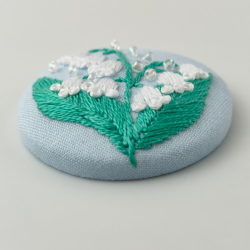 受注制作】すずらんの刺繍ブローチor刺繍ヘアゴム 鈴蘭 母の日