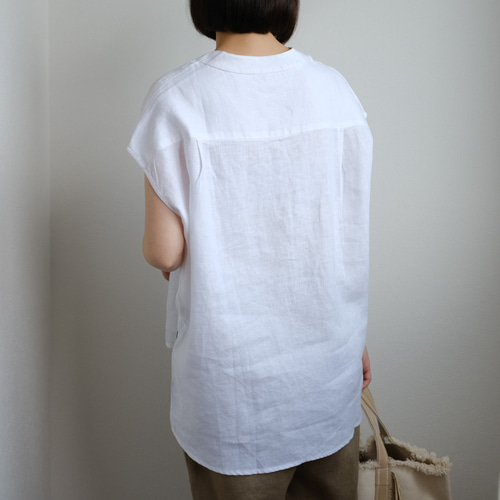 this_】大人可愛い シンプル ノースリーブ ブラウス ナチュラル