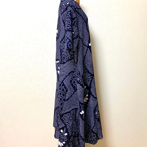 有松絞り㉕ Aラインワンピース〜120cm 着物リメイク ワンピース