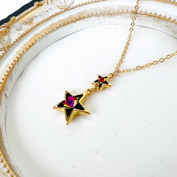 閃耀綠星施華洛世奇長項鍊 - 防過敏 第3張的照片