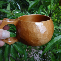 桂の木の一木彫りコーヒーカップ 4枚目の画像