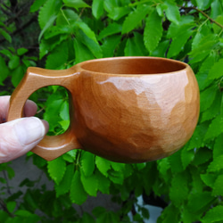 桂の木の一木彫りコーヒーカップ 1枚目の画像