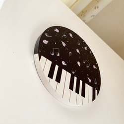 【国産木材】ピアノ鍵盤模様♡ローズと音符の飾り絵　　　トールペイント　ピアノ雑貨 4枚目の画像