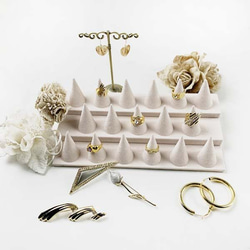 ☆レイ☆ オーダーリングディスプレイ・他パネル3点　キン消し　ハンドメイド 大人気 17リングディスプレイ 3段 3color ジュエリー その他雑貨 街の