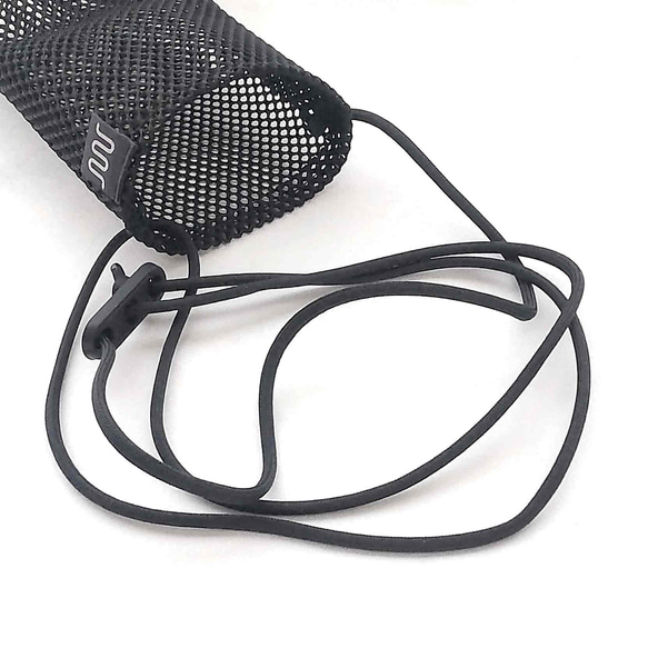 ペットボトルホルダー　スマホポーチ　サコッシュ　ミニショルダーバッグ　ナイロンメッシュ　本体ブラック 5枚目の画像