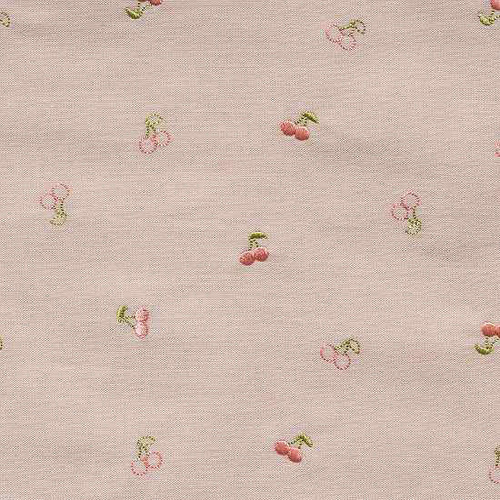 刺繍生地 【ランダム/さくらんぼ/ピンクベージュ/ナチュラル 刺繍生地 【ランダム/さくらんぼ/ピンクベージュ/ナチュラル