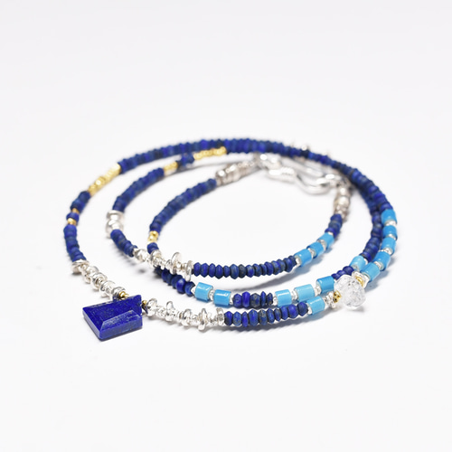 ハーキマークオーツとラピスラズリーにシルバー玉」ネックレス(2)