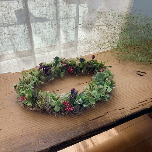 初夏の色合い オーバルリース リース mou 通販 13870647｜Creema