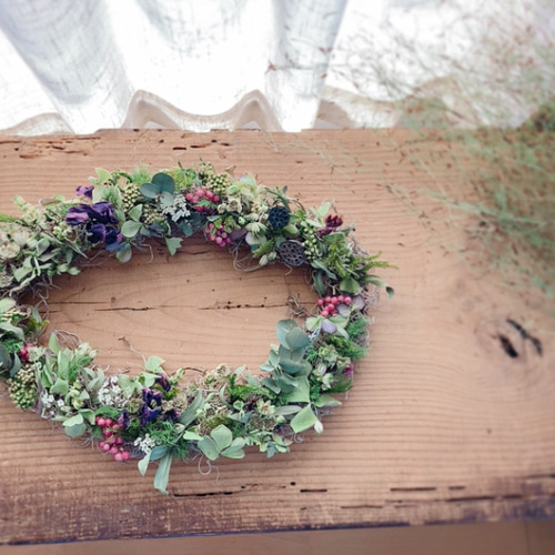 オーバルリース スターチスのオーバルリース | L'arbre Flower&Green sutdio