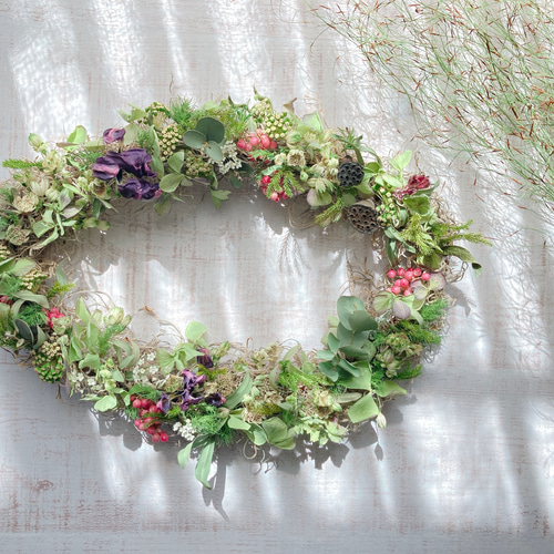 初夏の色合い オーバルリース リース mou 通販 13870647｜Creema(クリーマ)