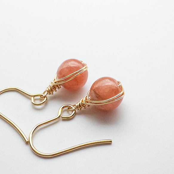 アルゼンチン産 インカローズ ピアス ＊embrace＊ ステンレス ワイヤーラッピング em025s2 5枚目の画像