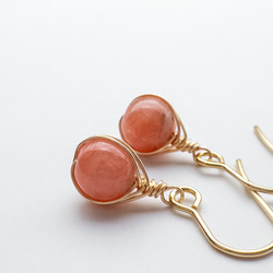 アルゼンチン産 インカローズ ピアス ＊embrace＊ ステンレス ワイヤーラッピング em025s2 3枚目の画像