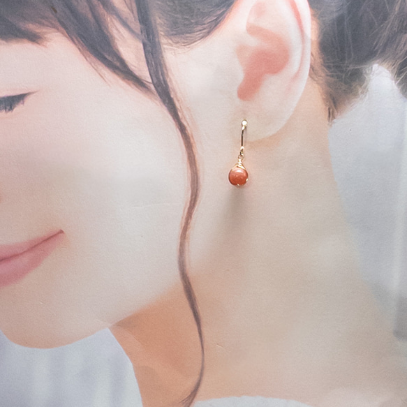 アルゼンチン産 インカローズ ピアス ＊embrace＊ ステンレス ワイヤーラッピング em025s2 6枚目の画像