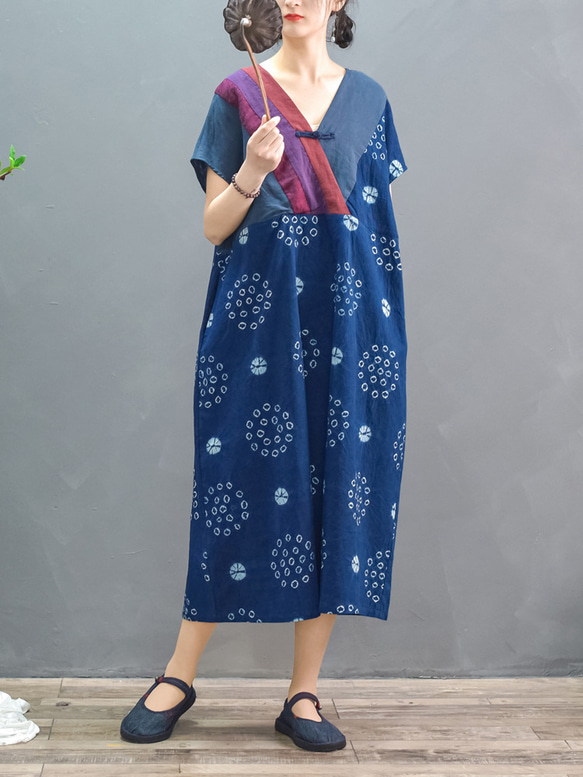 連身裙，民族風格，人造棉，簡約設計，適合夏季 第9張的照片