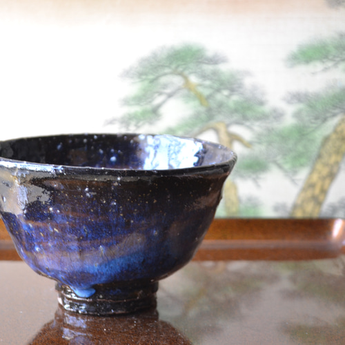 特別提供価格】 青萩抹茶茶碗(コスモブルー) 茶碗B 桐箱入り ☆萩焼