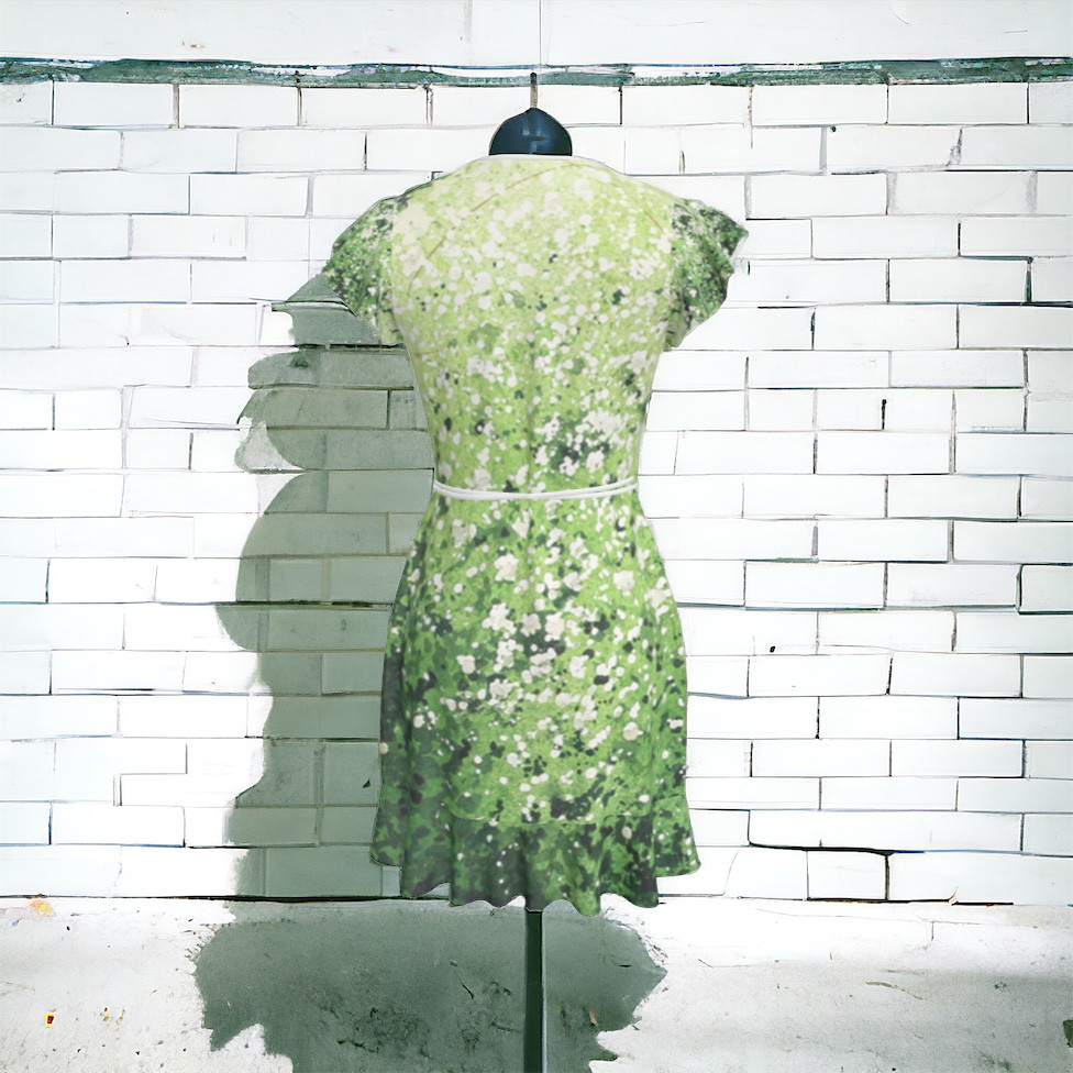 【受注生産】水彩フレアラップワンピース　白いモッコウバラ 22,000円