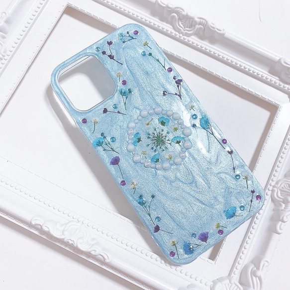 iPhoneケース♡スマホケース♡押し花♡ドライフラワー♡押し花スマホケース 4枚目の画像